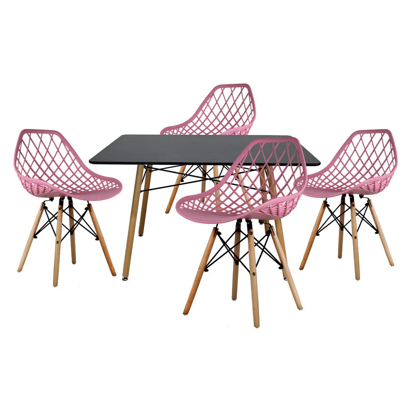 Comedor Mesa Oslo Rectangular  Negro + 4 sillas Vento