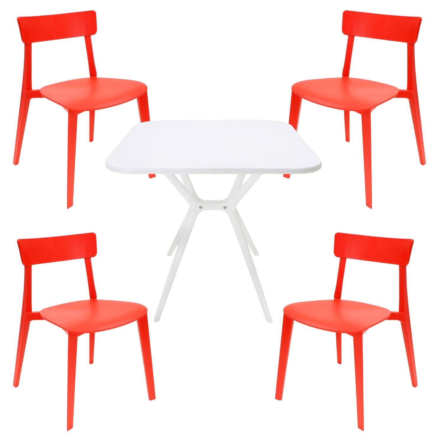 Comedor Mesa Cuadrada Lodi + 4 Sillas Brianza para exterior o comercio