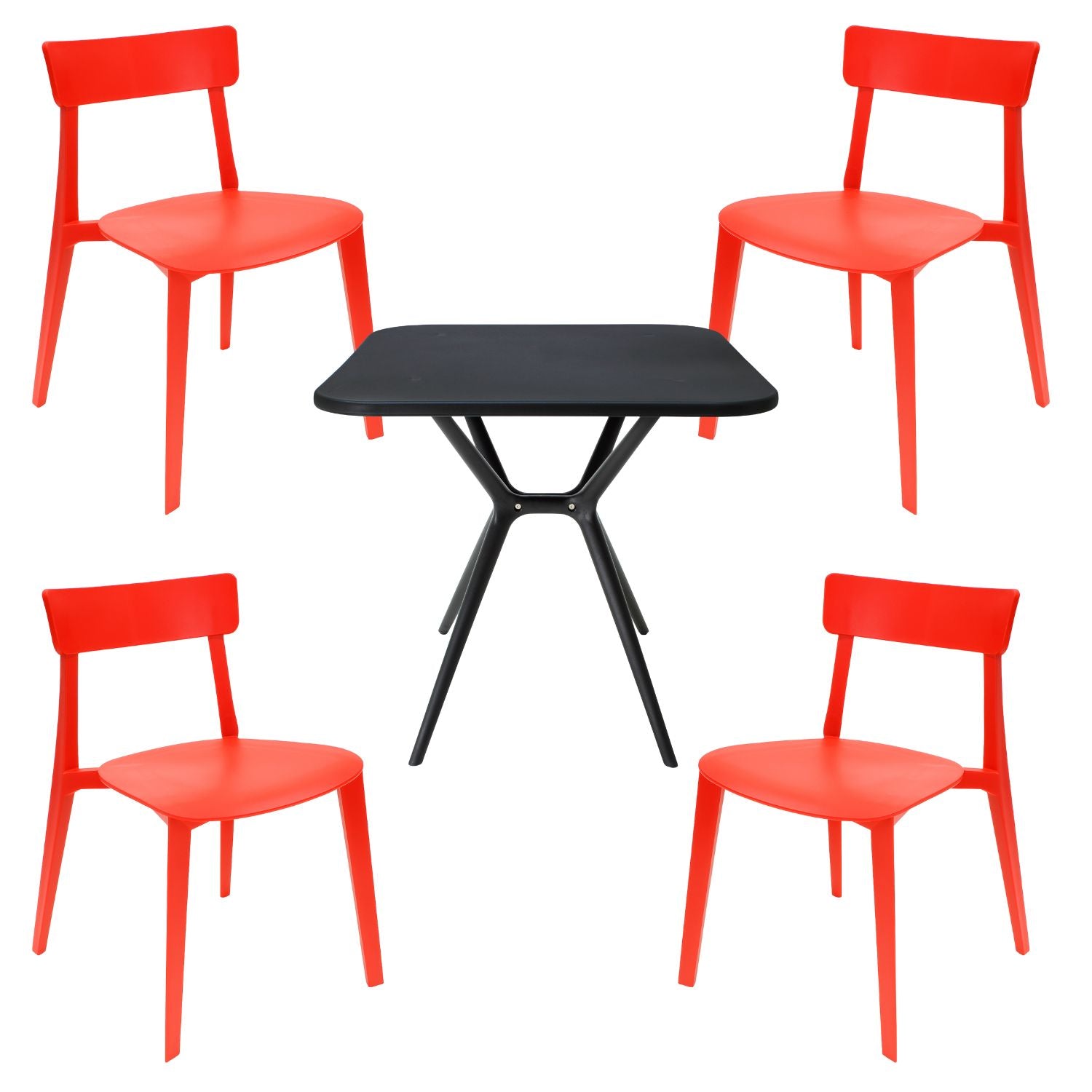 Comedor Mesa Cuadrada Lodi + 4 Sillas Brianza para exterior o comercio