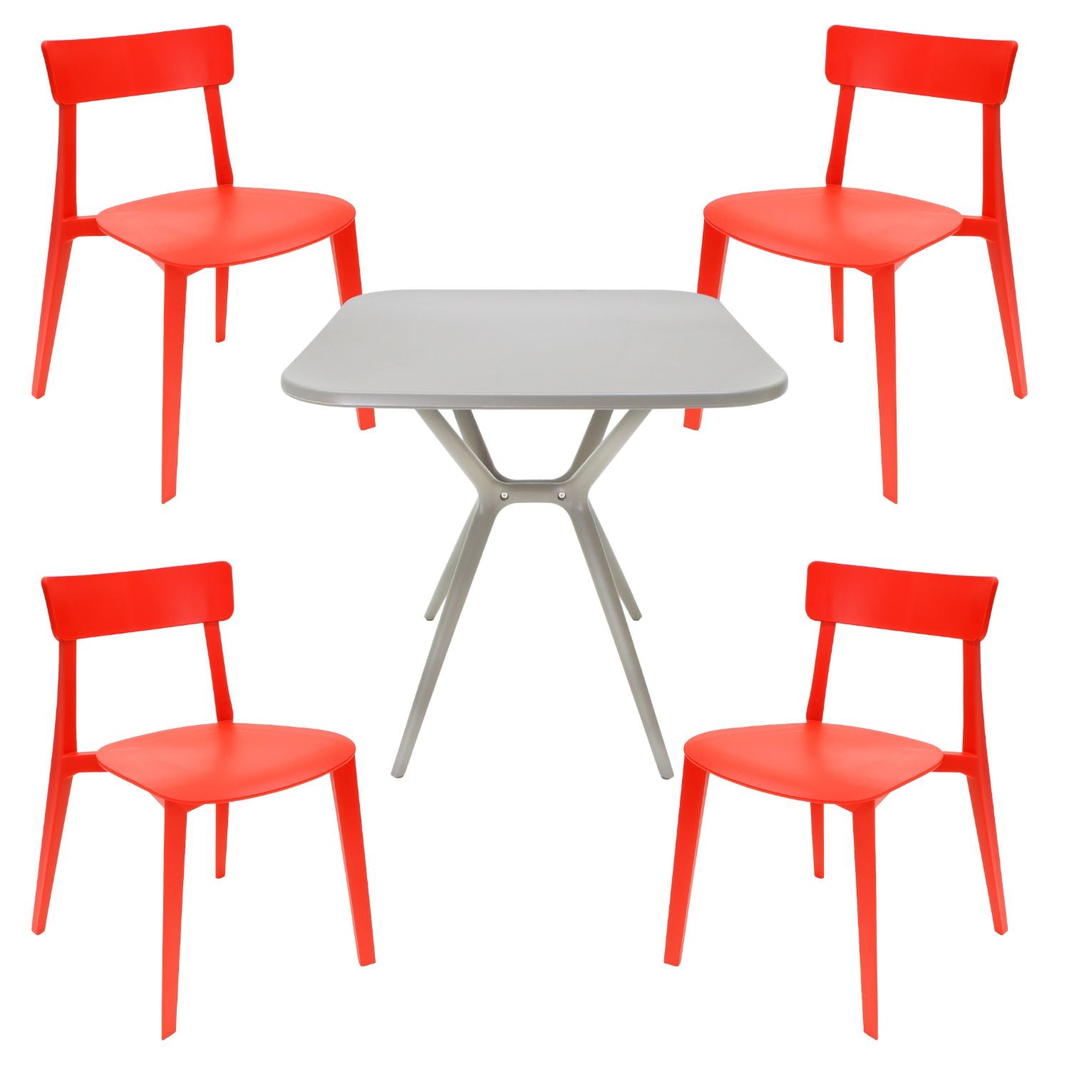 Comedor Mesa Cuadrada Lodi + 4 Sillas Brianza para exterior o comercio