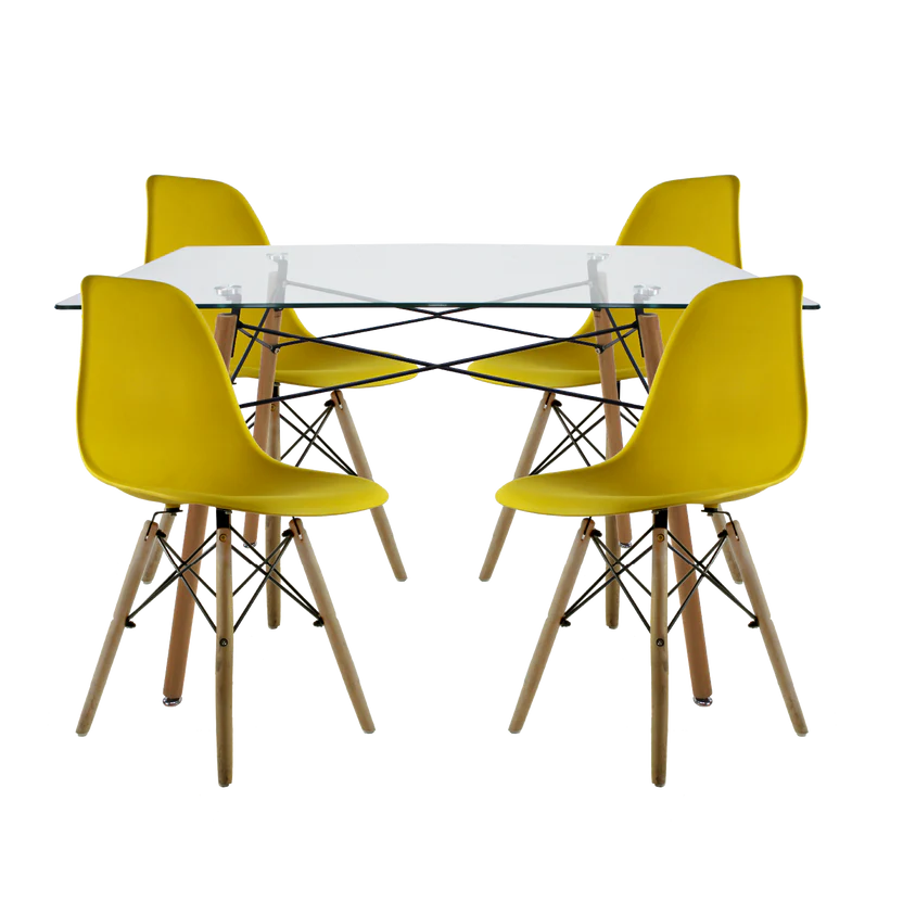 Comedor Mesa Rectangular T5 + 4 Sillas Oslo