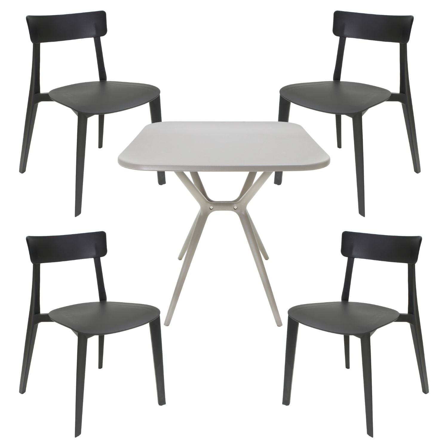 Comedor Mesa Cuadrada Lodi + 4 Sillas Brianza para exterior o comercio