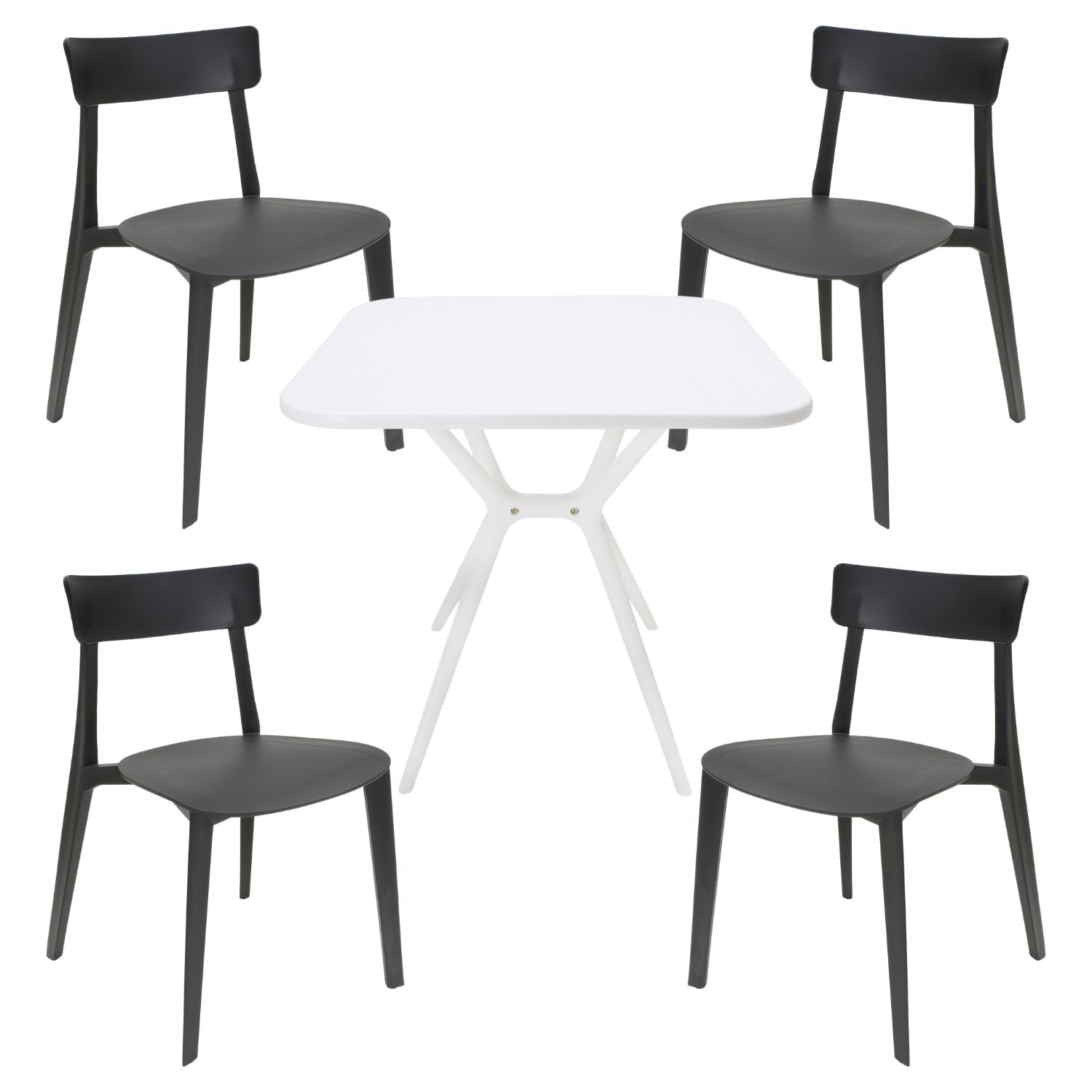 Comedor Mesa Cuadrada Lodi + 4 Sillas Brianza para exterior o comercio