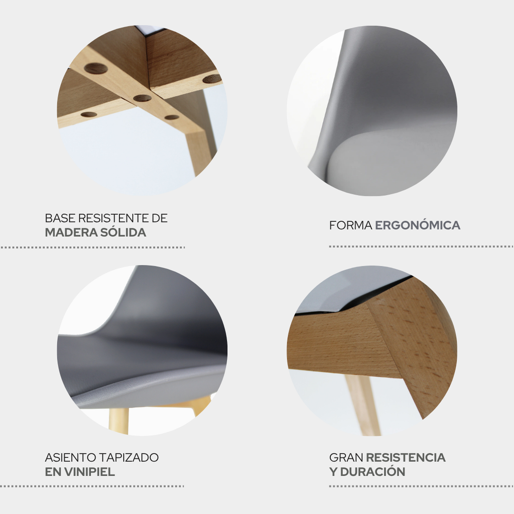Set de 2 Sillas Frankfurt | Sillas Eames acojinadas para comedor