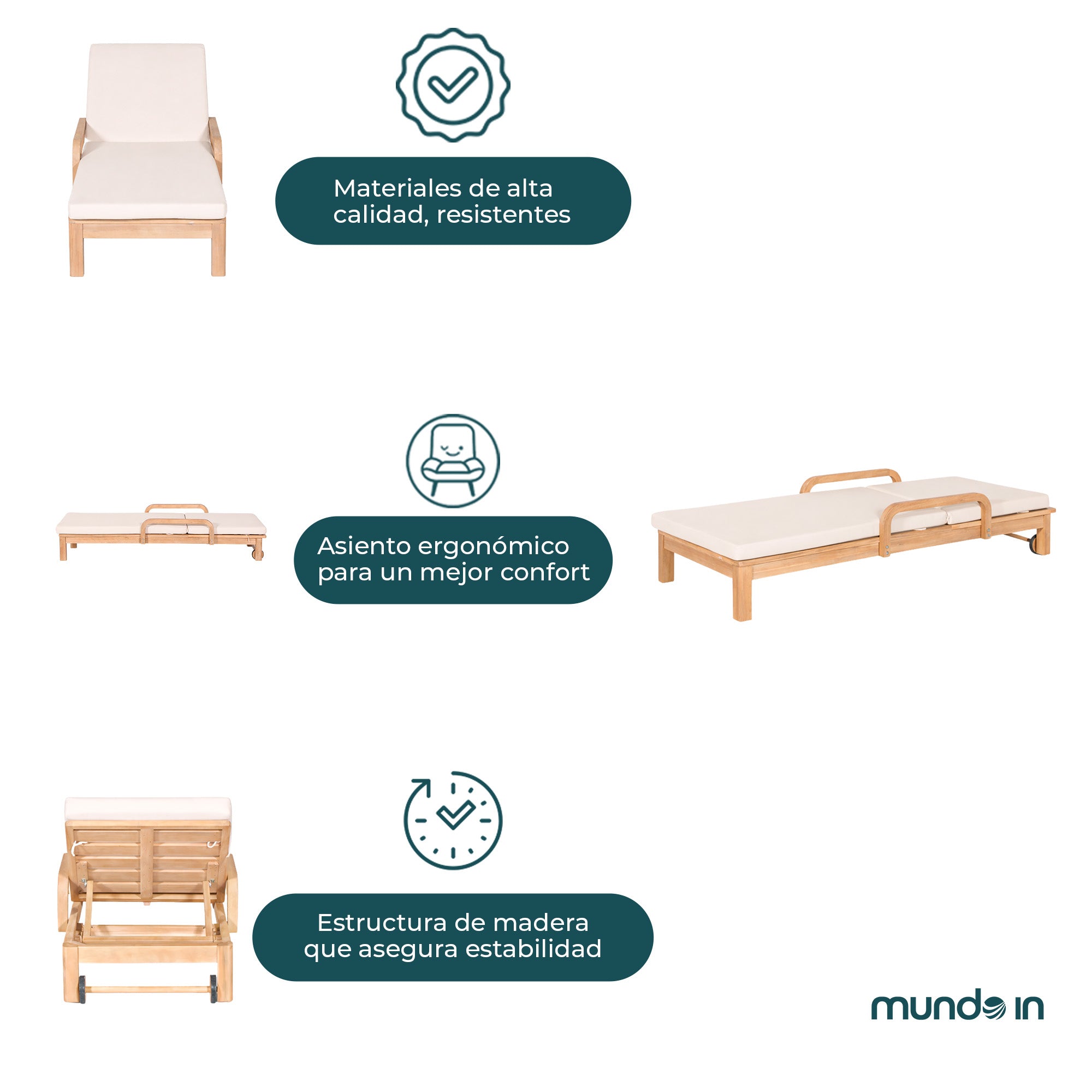 Camastro de madera individual Saona