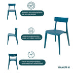 Comedor Mesa Cuadrada Lodi + 4 Sillas Brianza para exterior o comercio