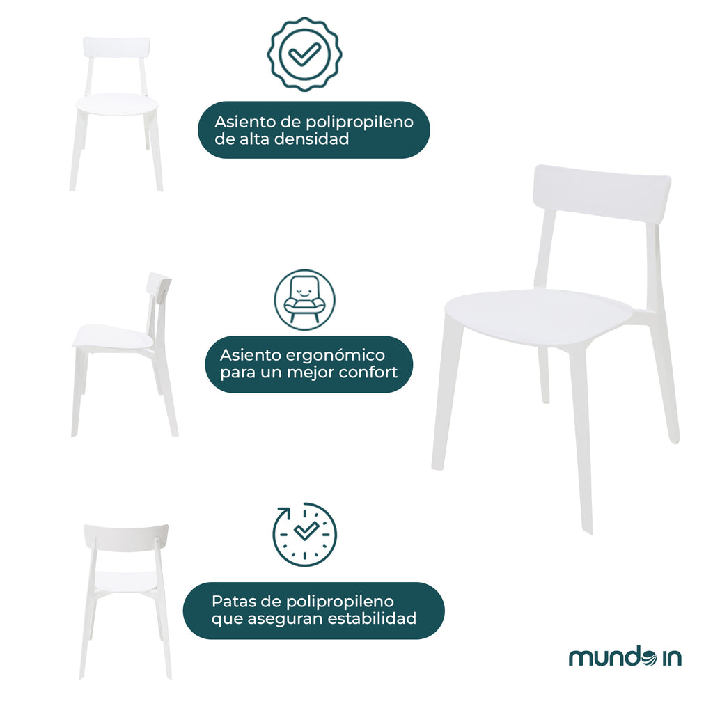 Comedor Mesa Cuadrada Lodi + 4 Sillas Brianza para exterior o comercio