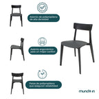 Comedor Mesa Cuadrada Lodi + 4 Sillas Brianza para exterior o comercio