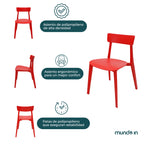 Comedor Mesa Cuadrada Lodi + 4 Sillas Brianza para exterior o comercio