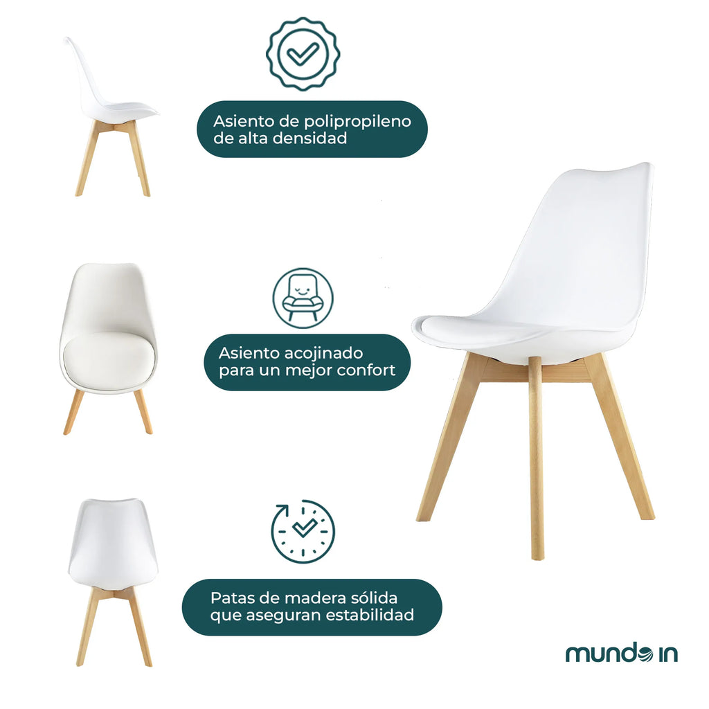 Set de 2 Sillas Frankfurt | Sillas Eames acojinadas para comedor