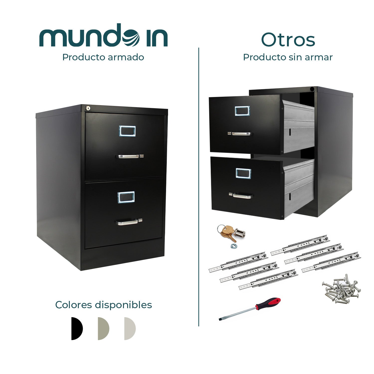 Archivero Metálico 2 gavetas Oficio 14113 Negro