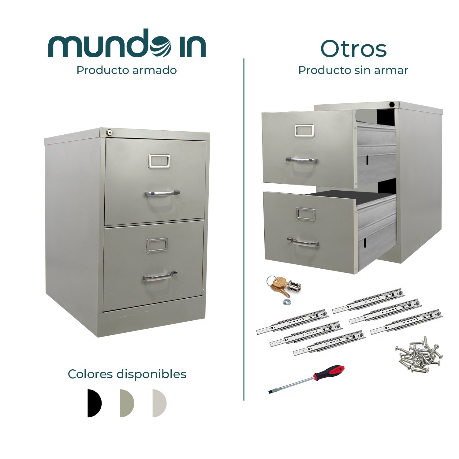 Archivero Metálico 2 gavetas Oficio 14114 Gris