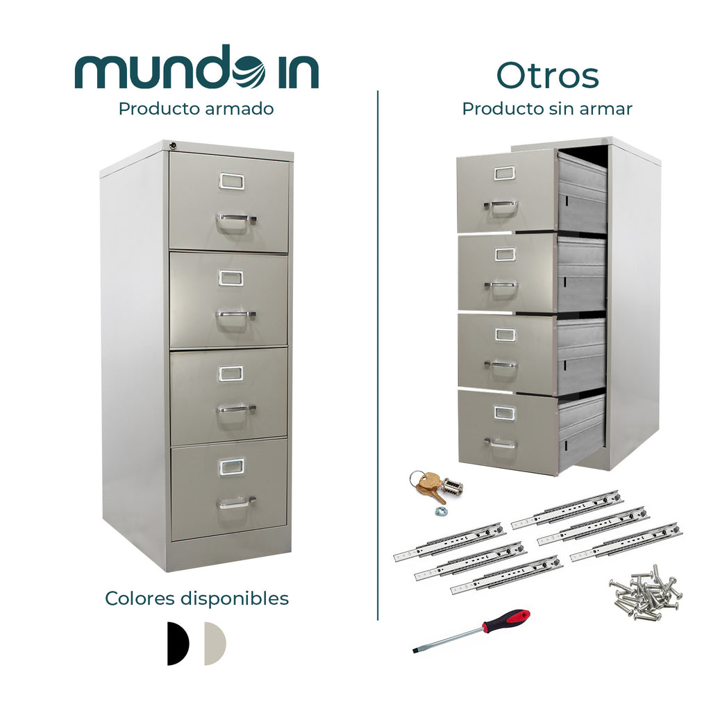 Archivero Metálico de 4 gavetas Oficio 14118 color Arena