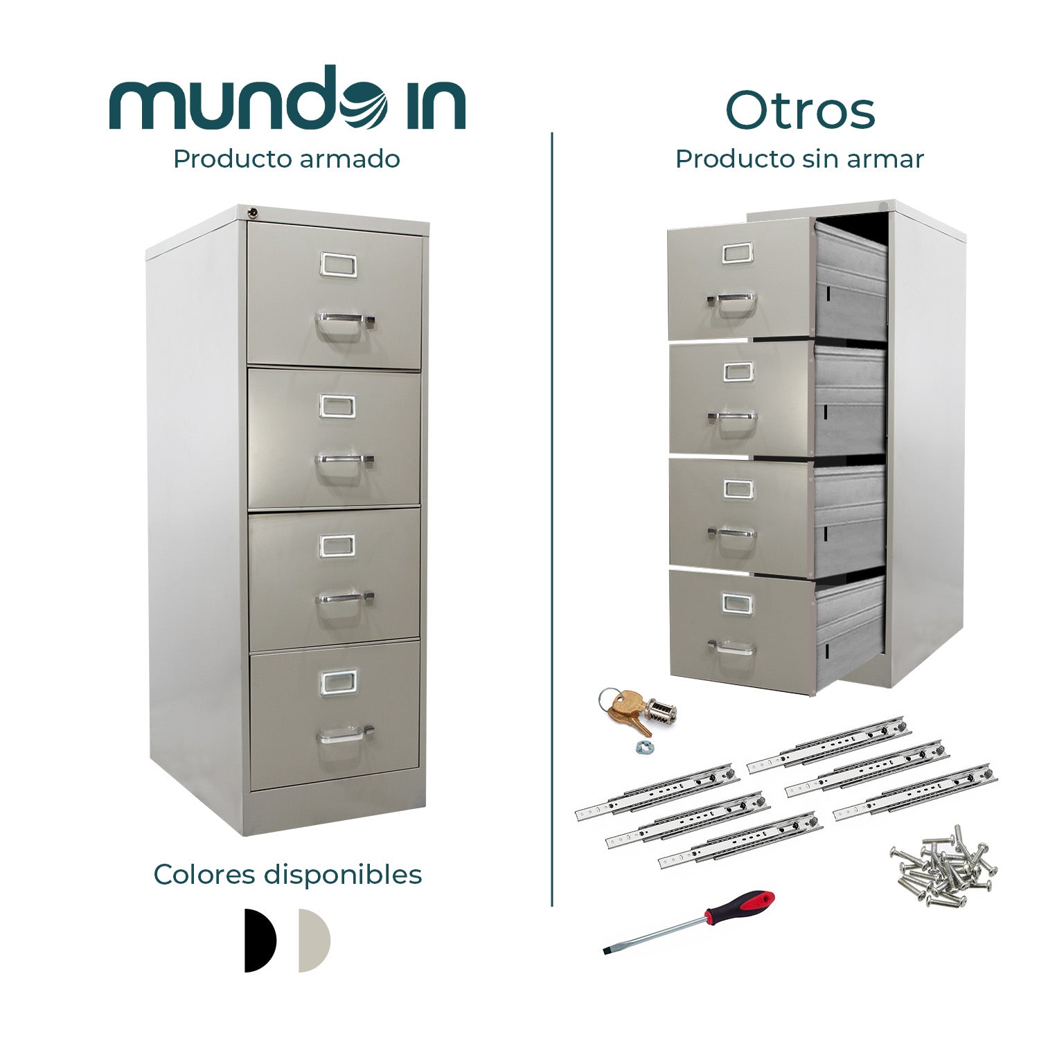 Archivero Metálico de 4 gavetas Oficio 14118 color Arena