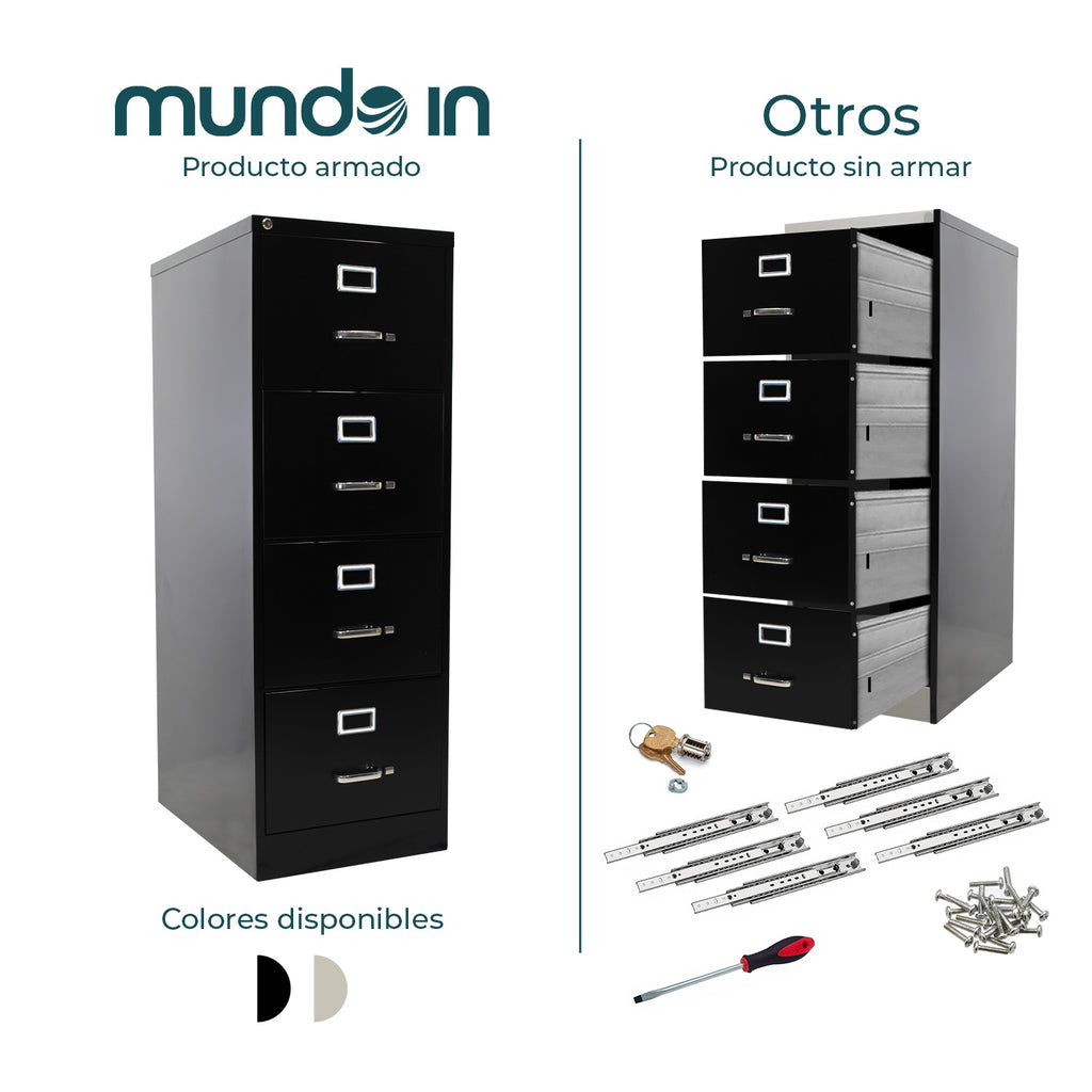 Archivero Metálico 4 gavetas Oficio 14119 Negro