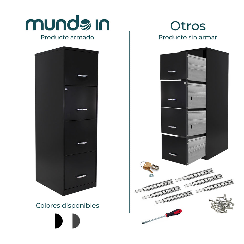 Archivero Metálico 4 gavetas Carta 16255 Grafito