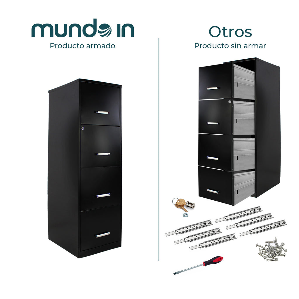 Archivero Metálico de 4 gavetas Carta modelo 16883 color Negro