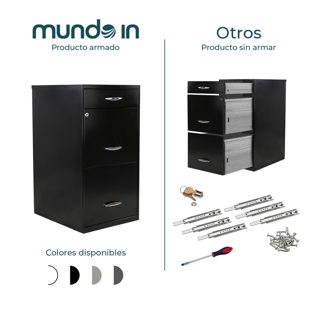 Archivero Metálico  2+1 gavetas Carta 17056 Negro