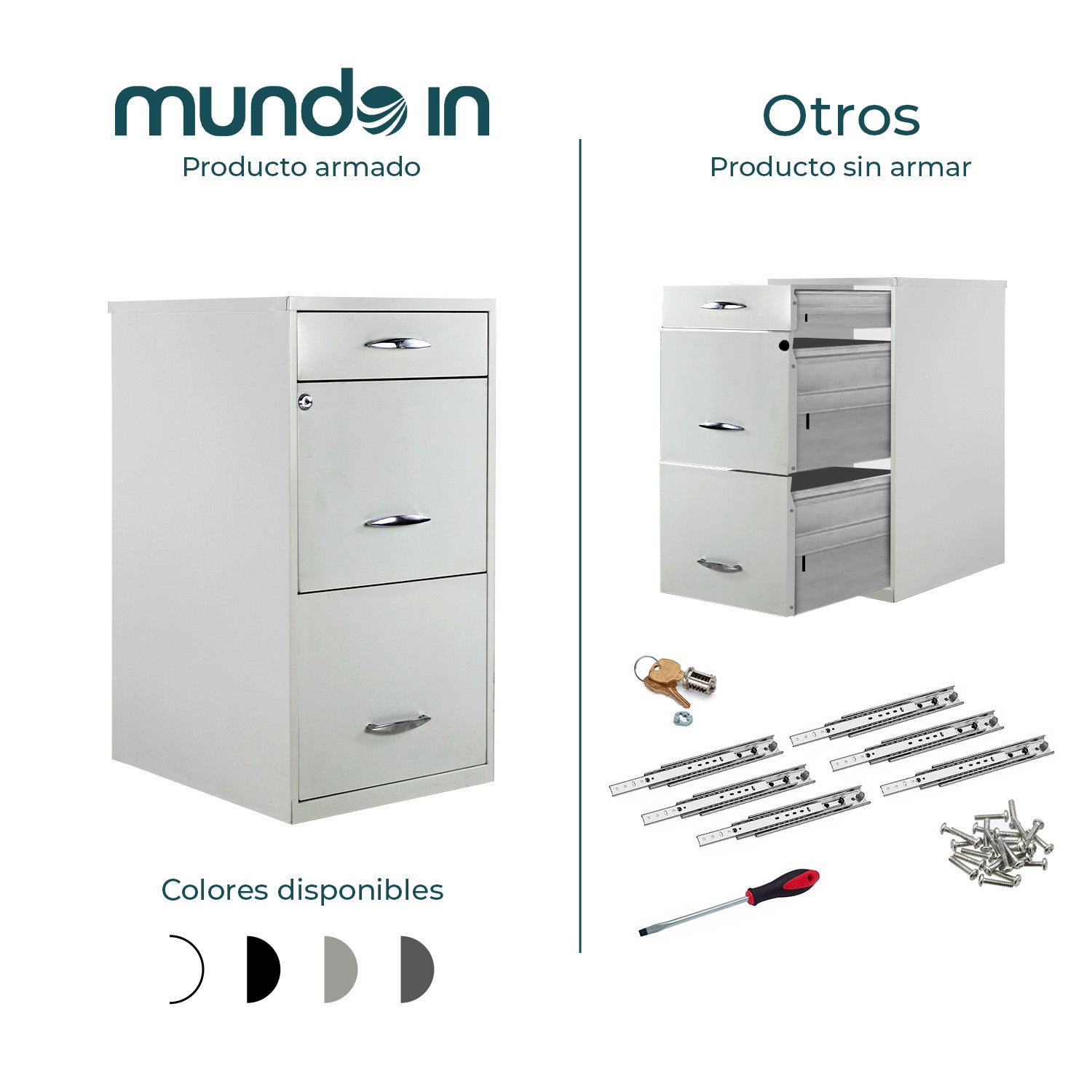 Archivero Metálico 2+1 gavetas Carta 18871  Blanco