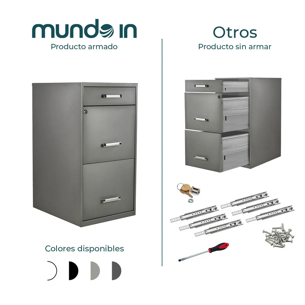 Archivero Metálico 2+1 gavetas Carta 17069 Gris