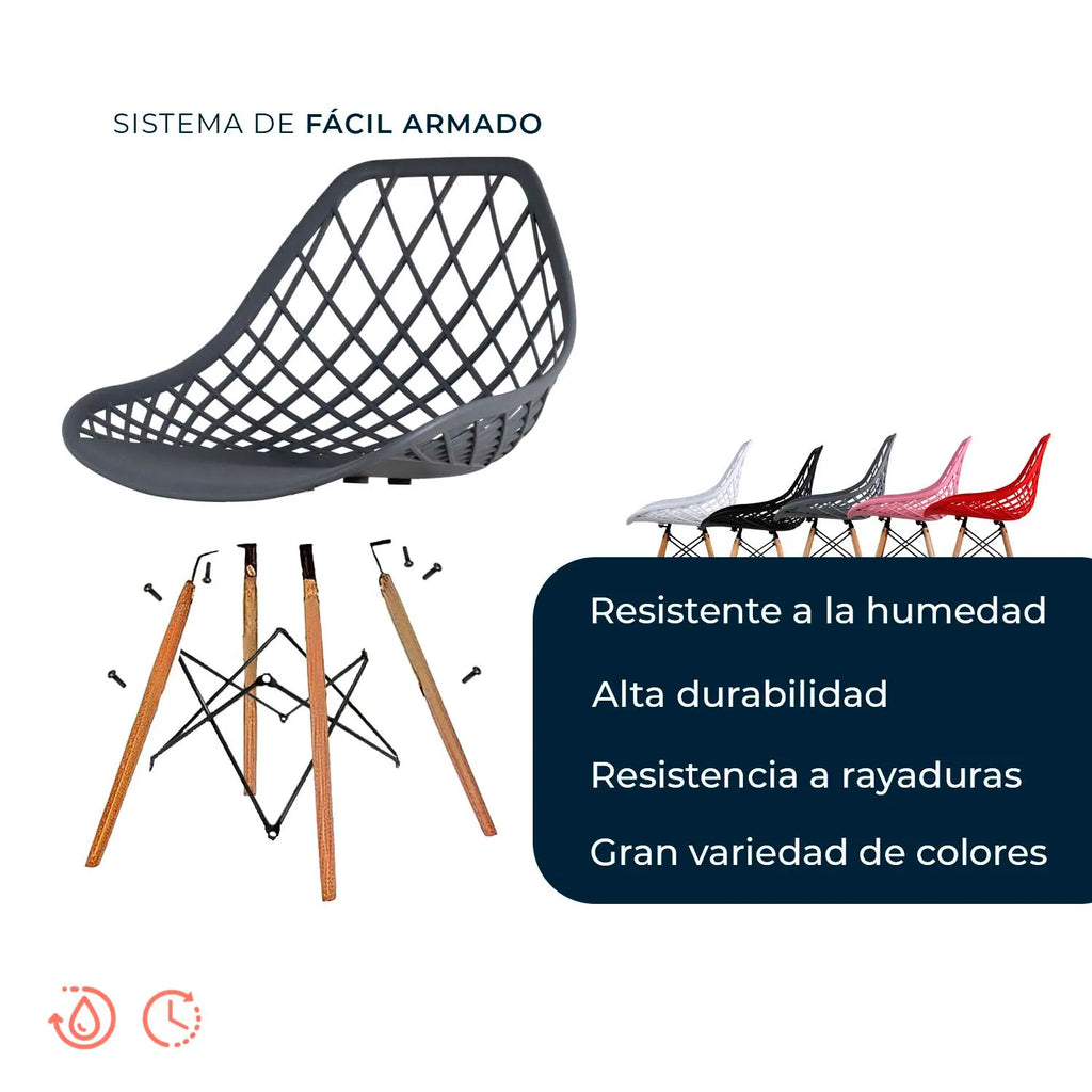 Silla Oslo Vento | Silla Eames para comedor con diseño calado