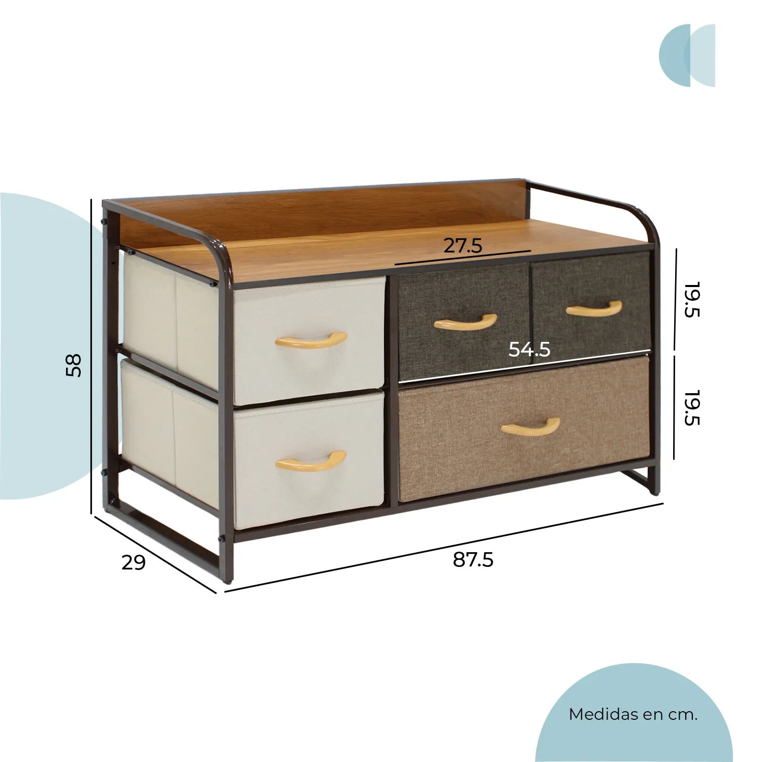 Credenza Organizador Banska 5 Cajones