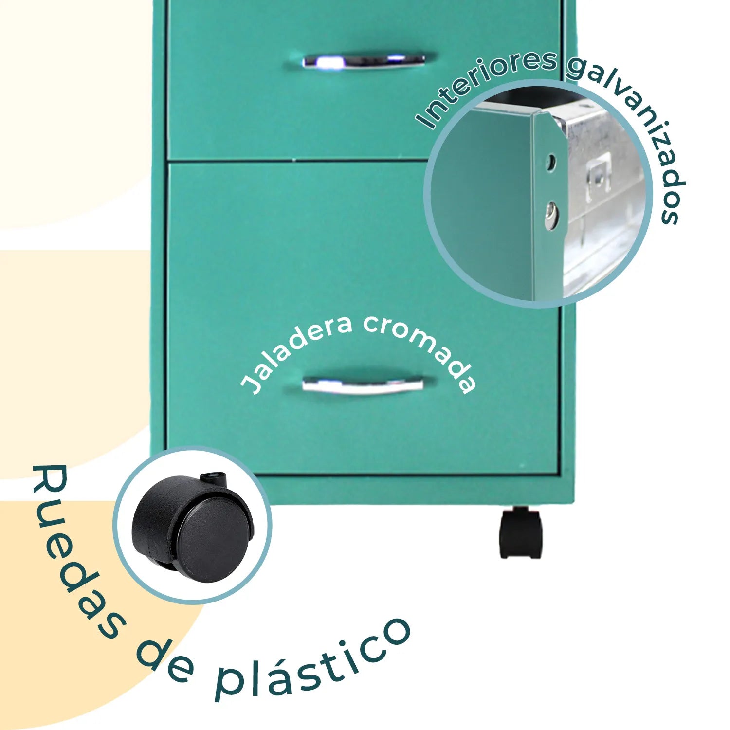 Archivero Metálico 2+1 gavetas Carta móvil 24421