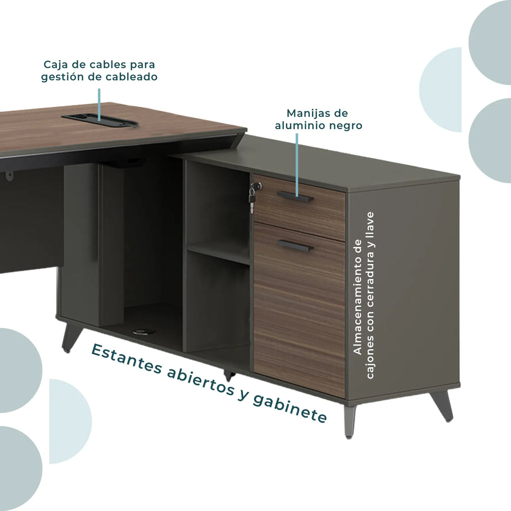 Escritorio ejecutivo Cracovia 180 Lateral