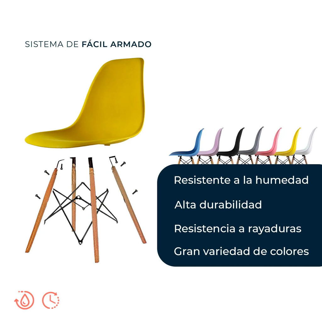 Comedor Mesa Oslo Rectangular Negro + 4 Sillas Oslo