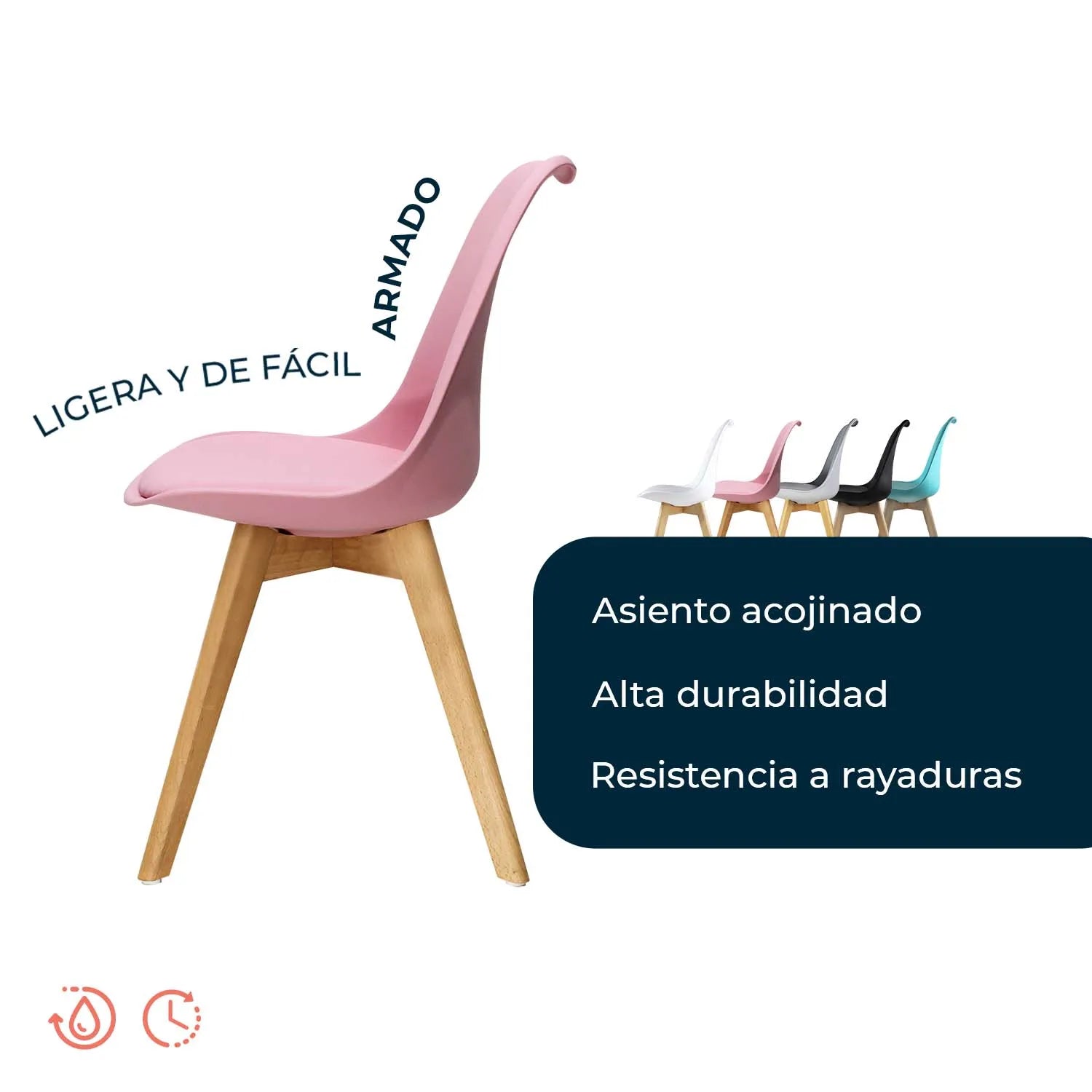 Comedor Mesa Oslo 80 Negro + 4 sillas Frankfurt