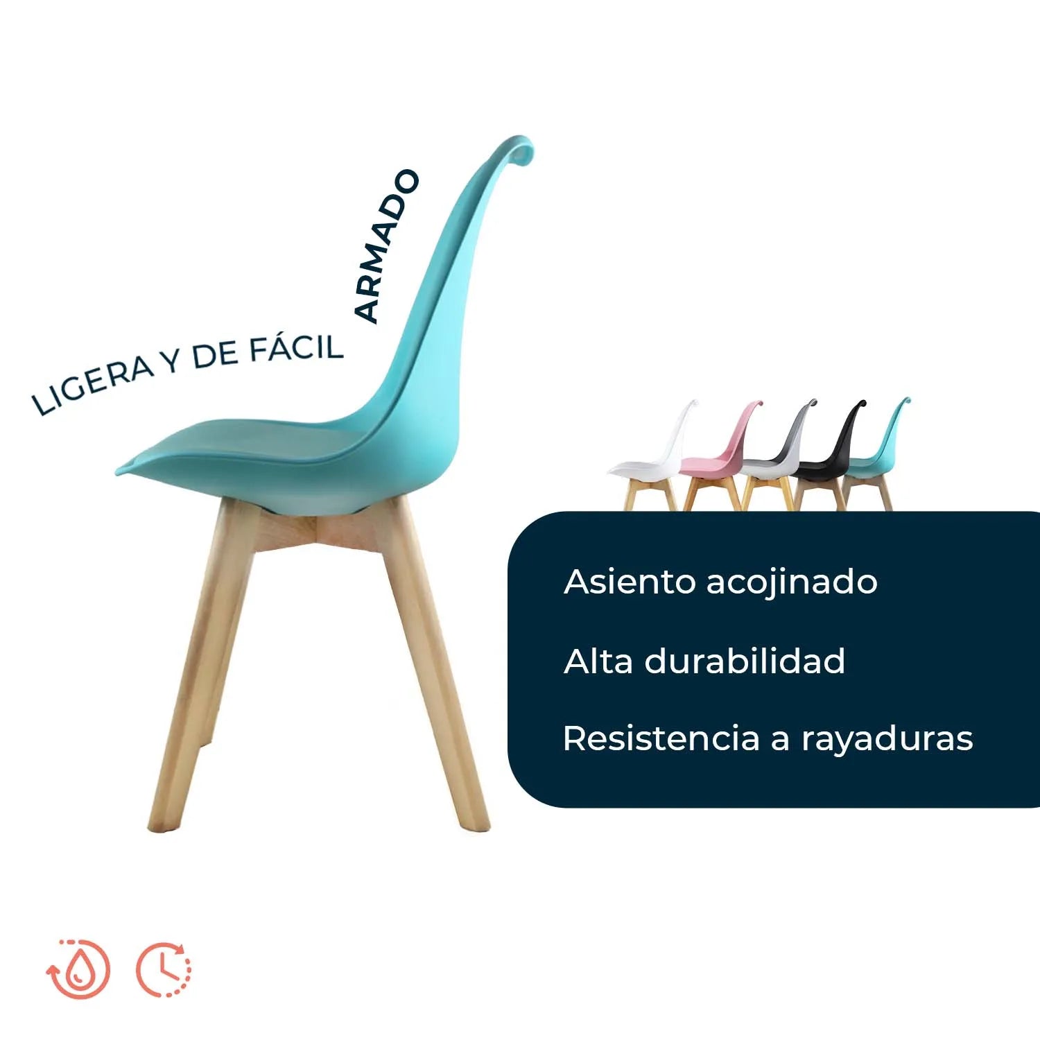 Comedor Mesa Oslo 80 Negro + 4 sillas Frankfurt