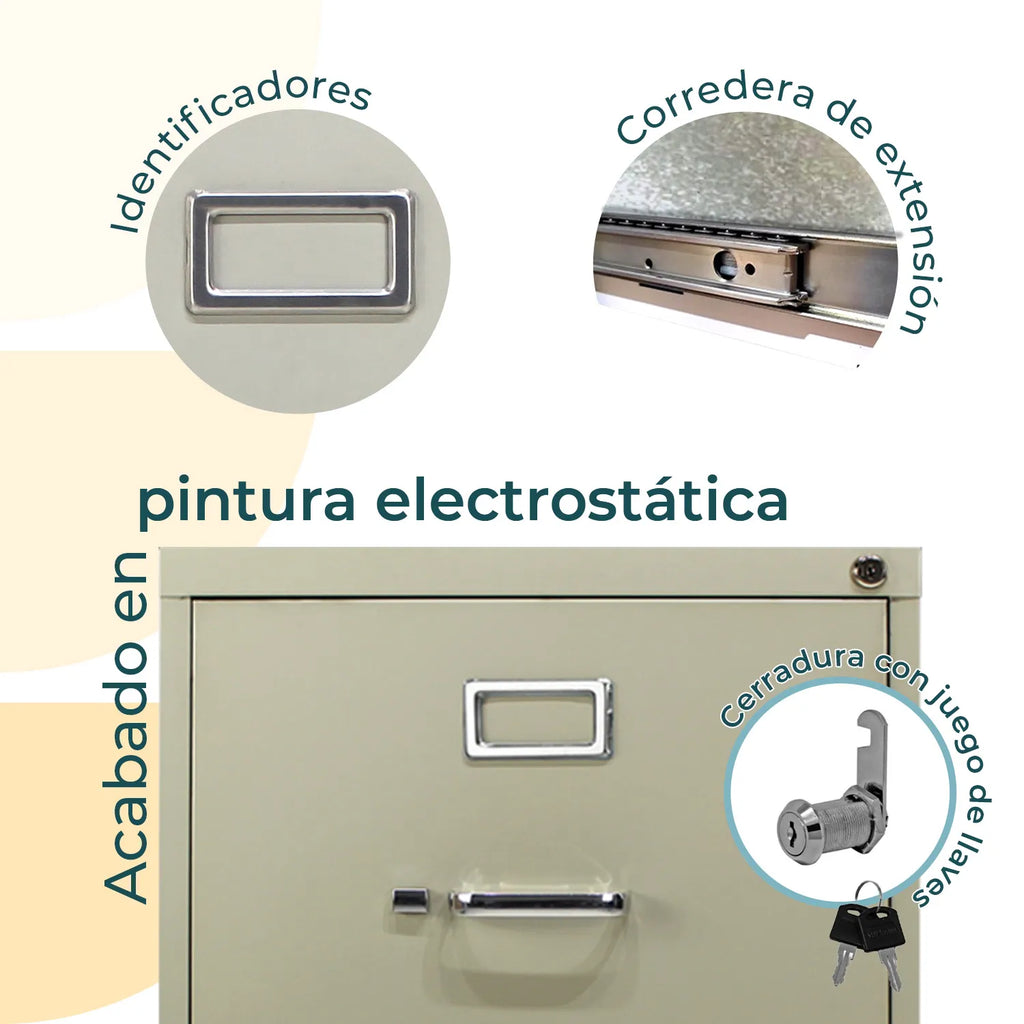 Archivero Metálico 2 gavetas Oficio 14112 Arena