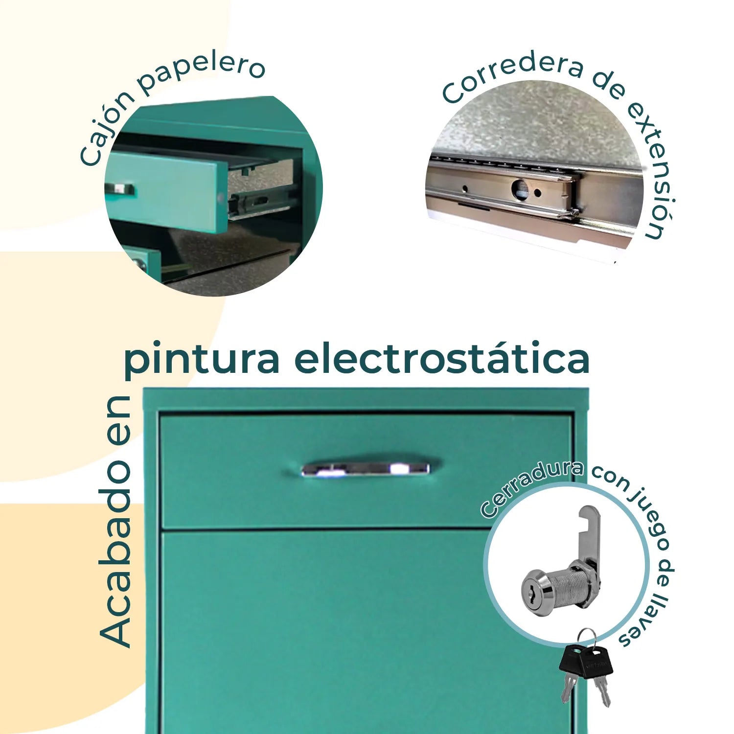 Archivero Metálico 2+1 gavetas Carta móvil 24421