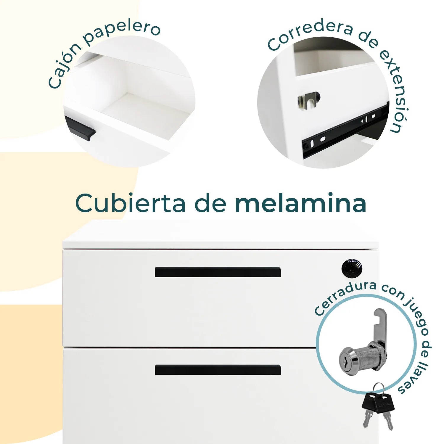 Archivero Melamina 2+1 gavetas Carta Zadar