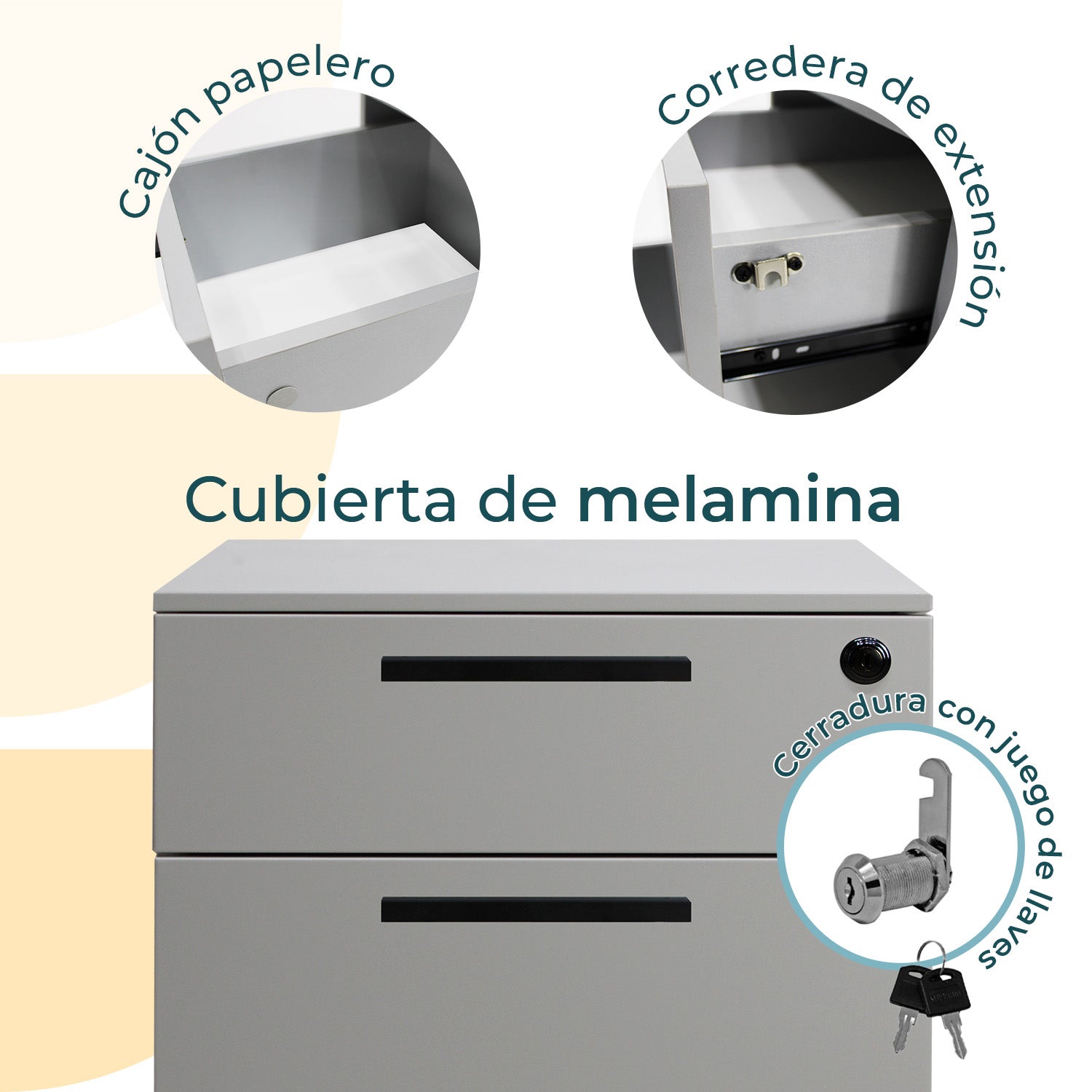 Archivero Melamina 2+1 gavetas Carta Zadar