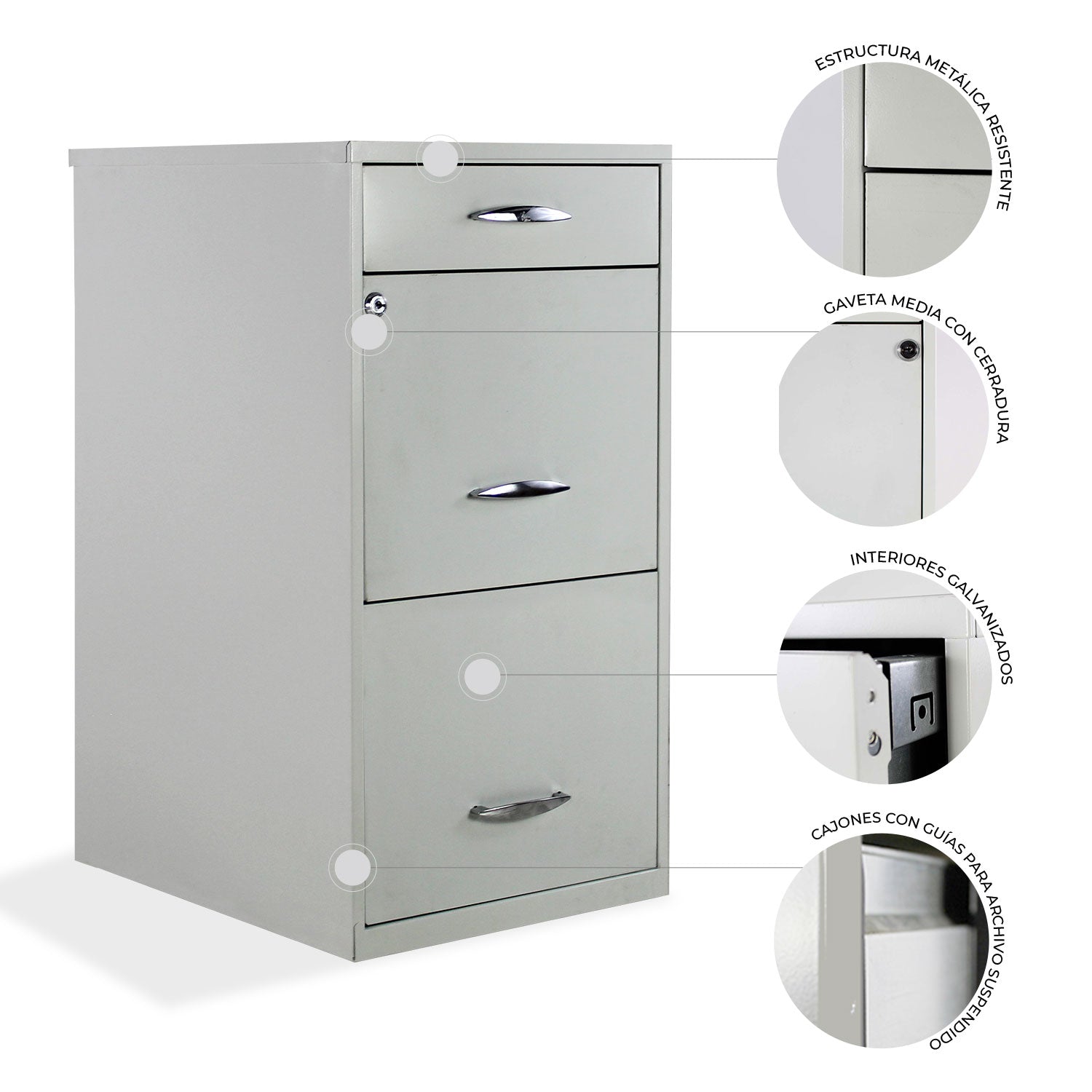 Archivero Metálico 2+1 gavetas Carta 18871  Blanco