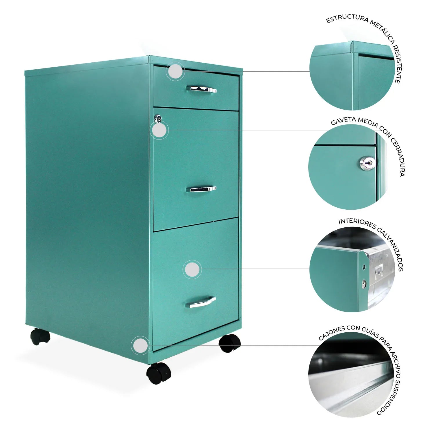Archivero Metálico 2+1 gavetas Carta móvil 24421