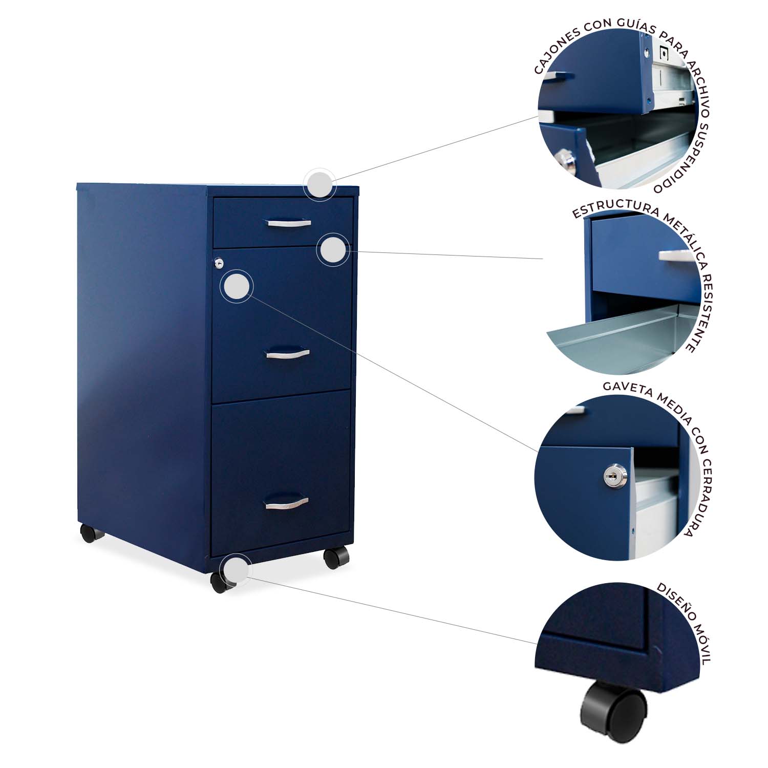 Archivero Metálico 2+1 gavetas Carta móvil modelo 24420