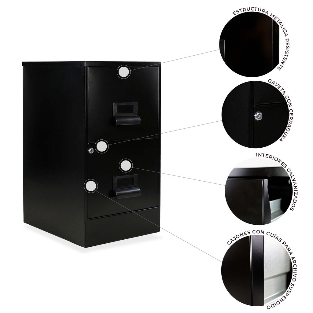 Archivero Metálico 2 gavetas Carta 13679 Negro