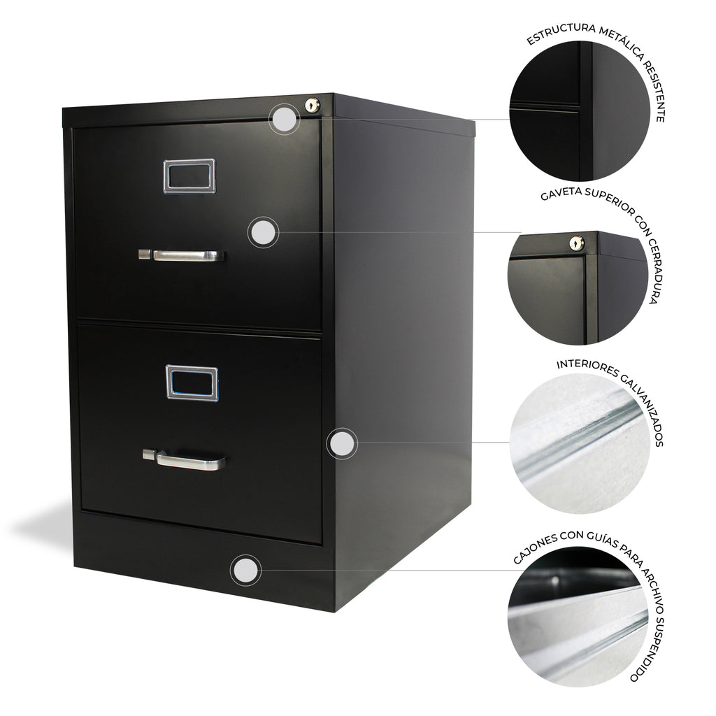 Archivero Metálico 2 gavetas Oficio 14113 Negro