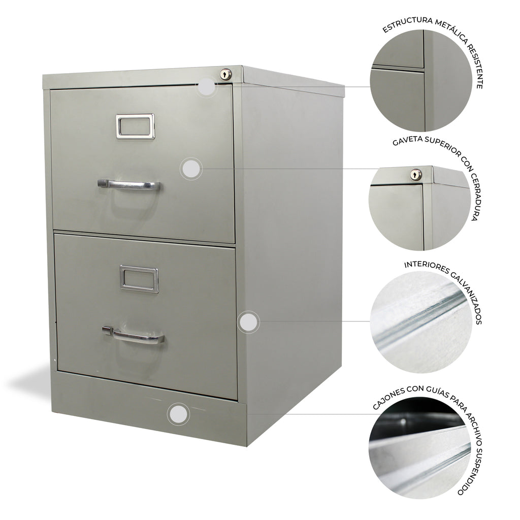 Archivero Metálico 2 gavetas Oficio 14114 Gris