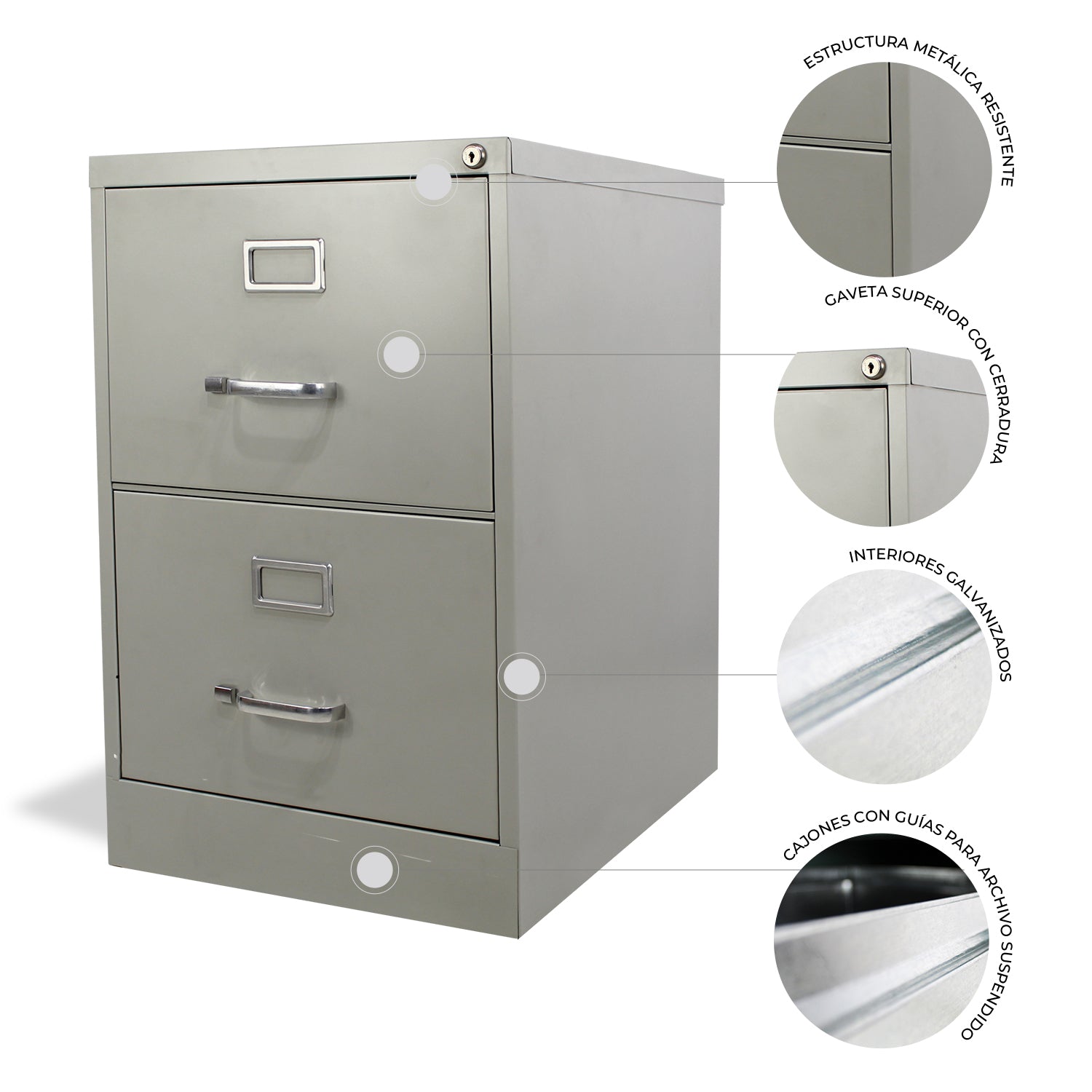 Archivero Metálico 2 gavetas Oficio 14114 Gris