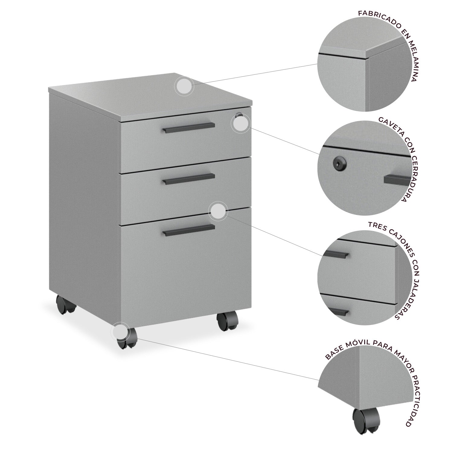 Archivero Melamina 2+1 gavetas Carta Zadar