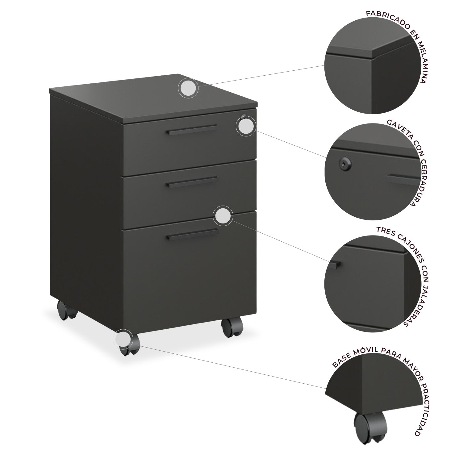 Archivero Melamina 2+1 gavetas Carta Zadar