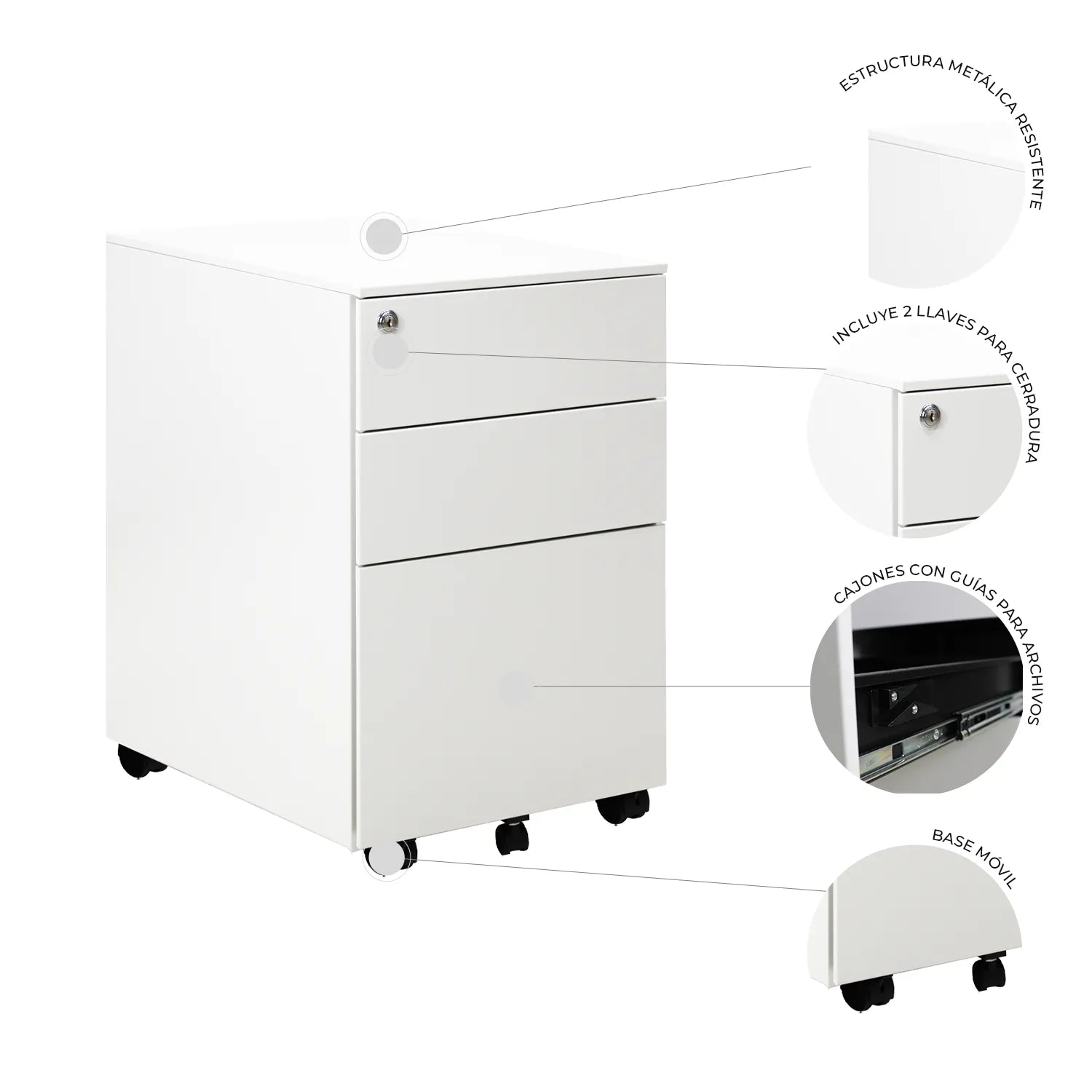 Archivero Metálico 2+1 gavetas Carta Sarre