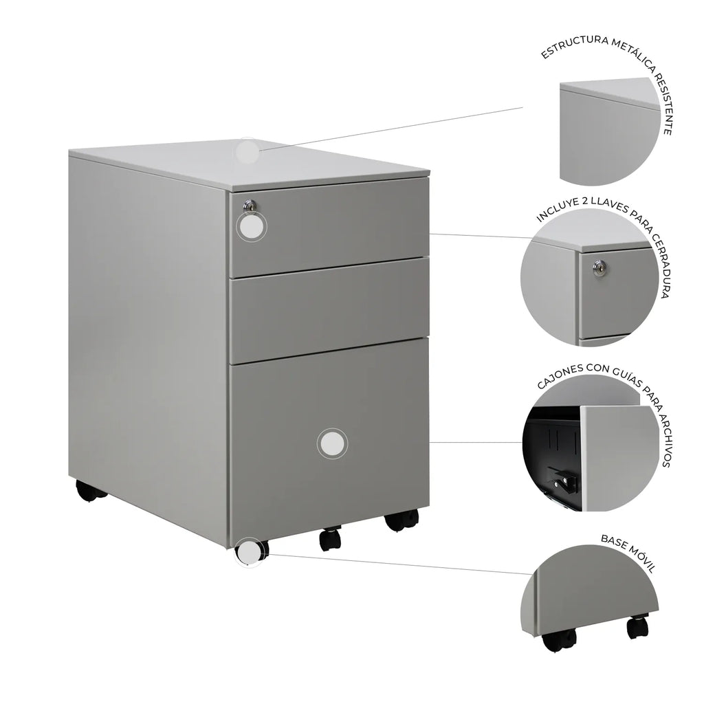 Archivero Metálico 2+1 gavetas Carta Sarre