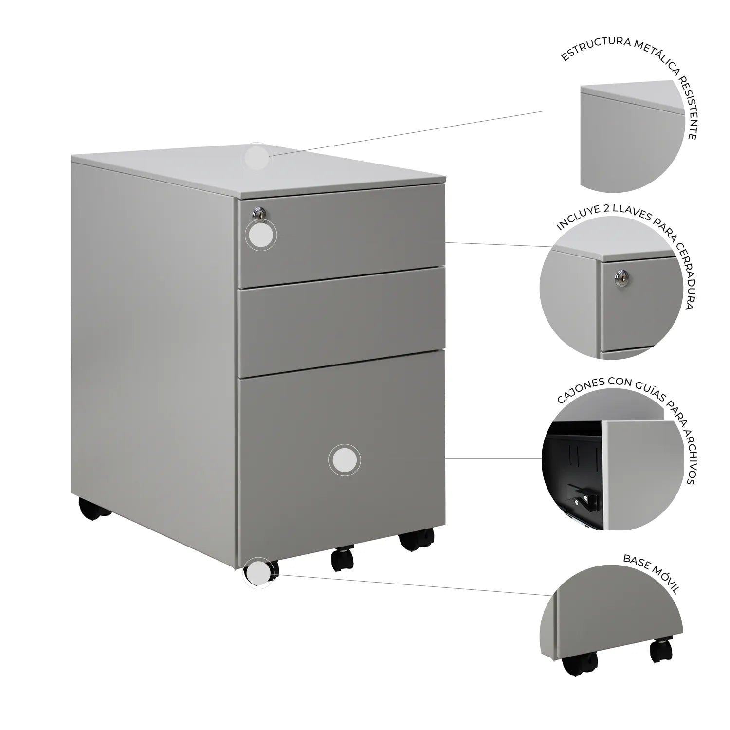 Archivero Metálico 2+1 gavetas Carta Sarre