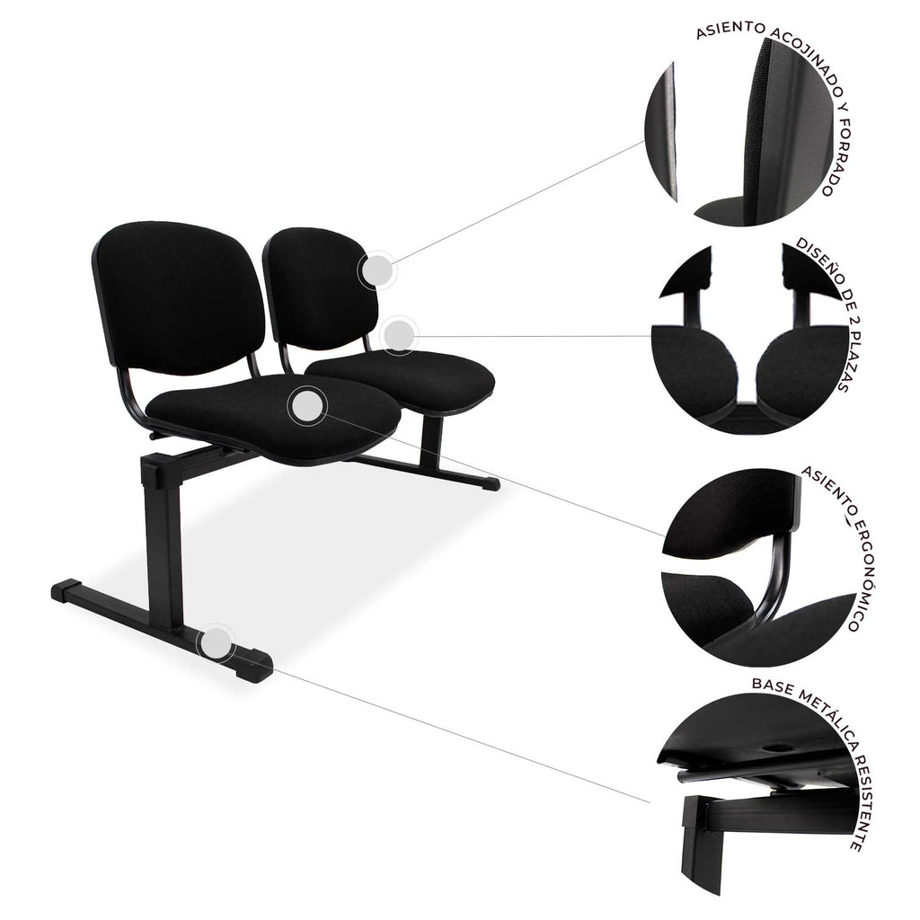 Banca de 2 Plazas tapizada de tela