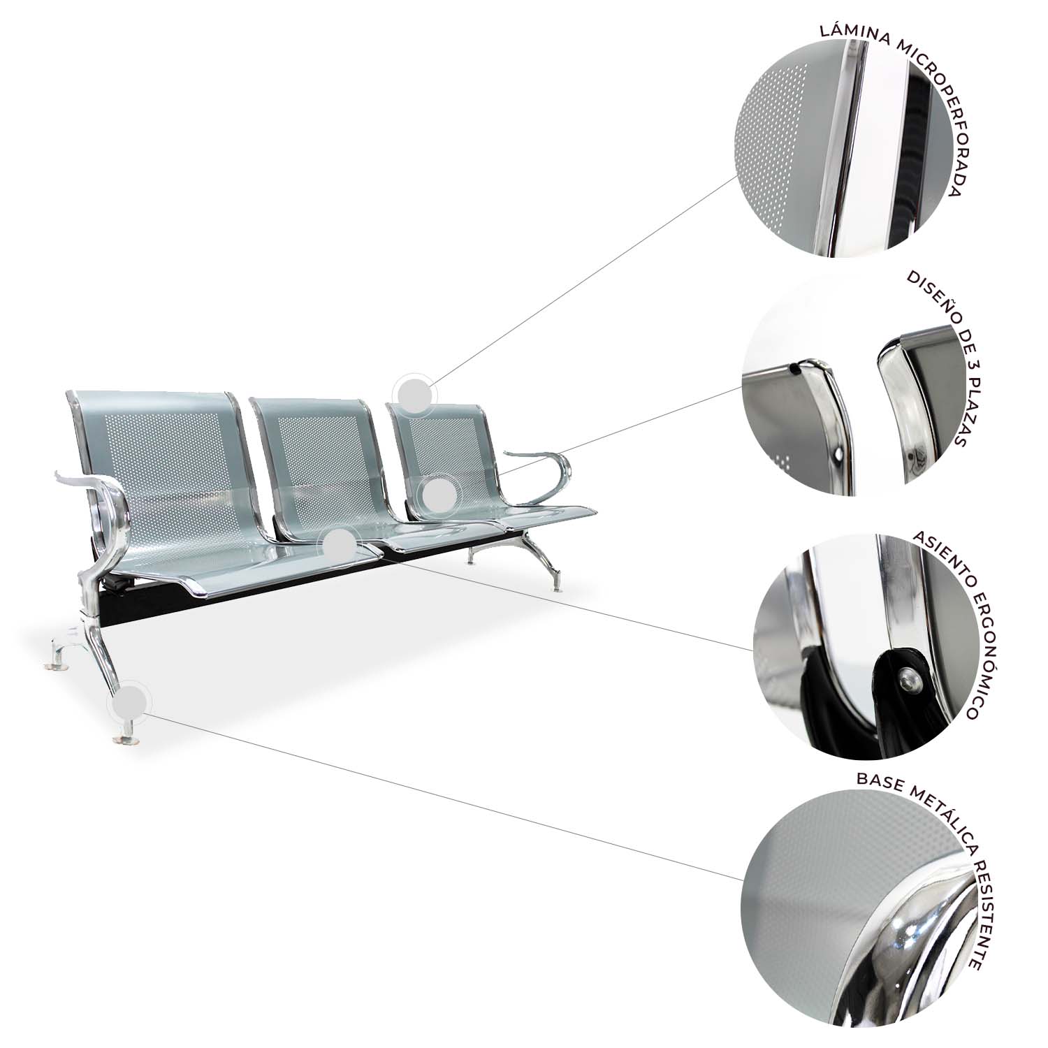 Banca De 3 Plazas Metálica