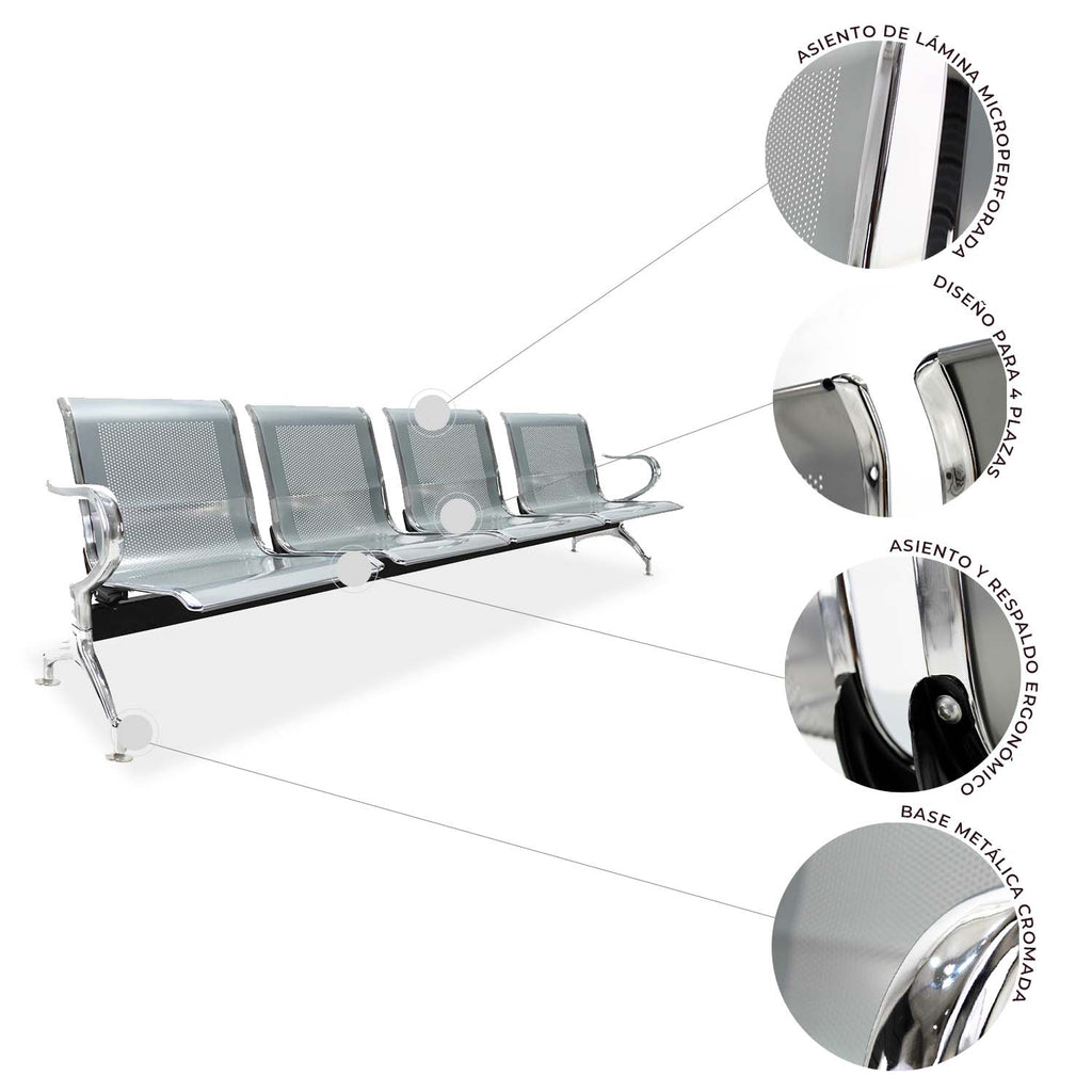 Banca De 4 Plazas Metálica
